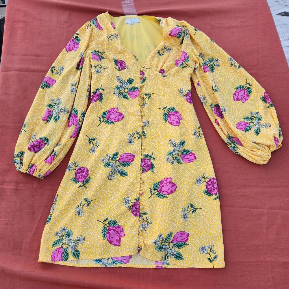 Never Fully Dressed ASOS Yellow & Pink Floral Retro Inspired Dress Small - Picture 10 of 10